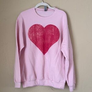 Pink Sweatshirt with Red Heart